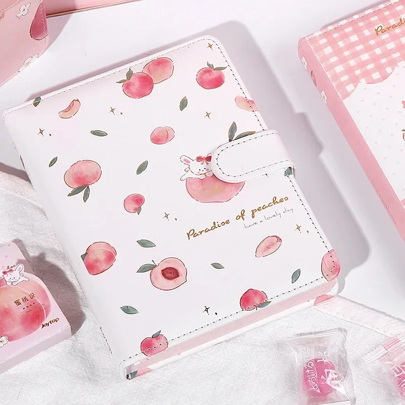 

Cute A5 Peach Pink Sweet Diary Notebook Magnetic Buckle Hand Book Girls Gift Journal Planner School Supplies Korean Stationery