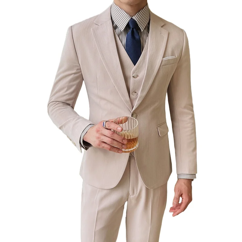 

Suit (Blazer+Vest+Pants) Men's Fashion Gentleman Slim Fit Casual Professional Business Evening Dress Slim Groom Best Man Suit