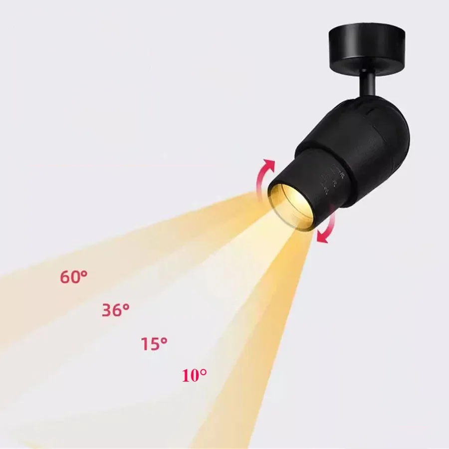 Zoomable LED Track Light 10°~60° Focusing Track Spotlight Ceiling Downlight Rail Lamp For Cafe Museum Store Restaurant Decor