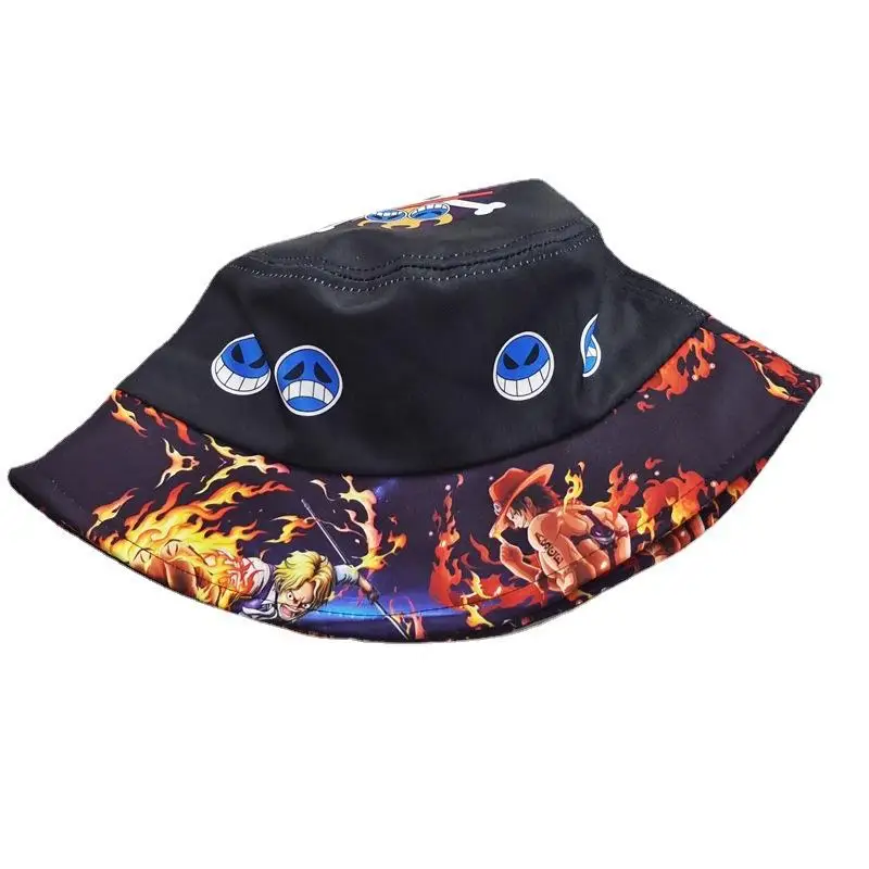 One Piece Portgas D Ace Bucket Hat Monkey D. Luffy Women Men Teenager Outdoor Sunscreen Wide Brim Hats Caps Panama Summer