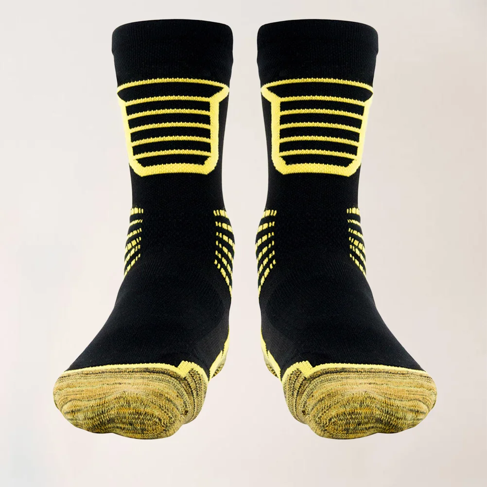 1 paire de chaussettes de basket-ball respirantes à Absorption de la sueur, chaussettes de sport et de Fitness, taille jaune, course à pied, randonnée, cyclisme