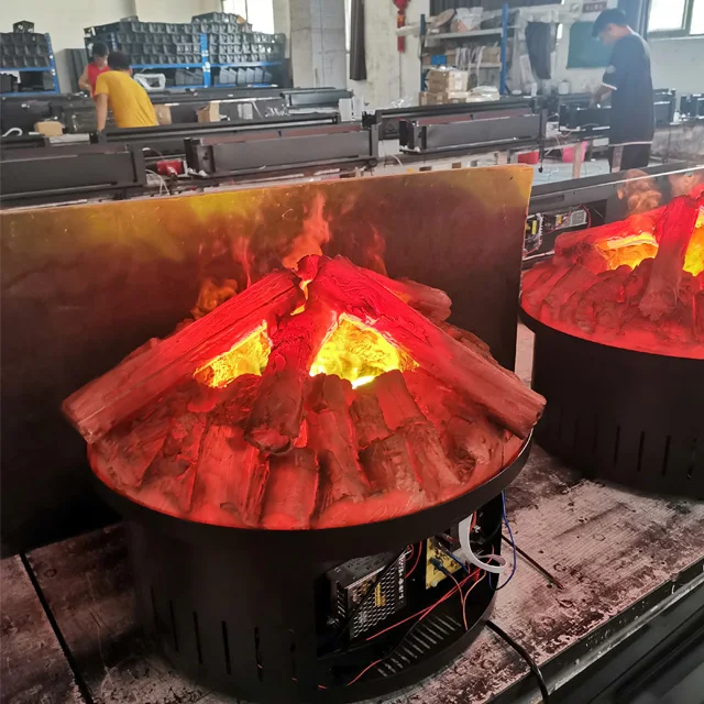 Led Fog Bulbs Steam Round Humidifier 3d Atomization Steam Electric Water Vapour Fireplace