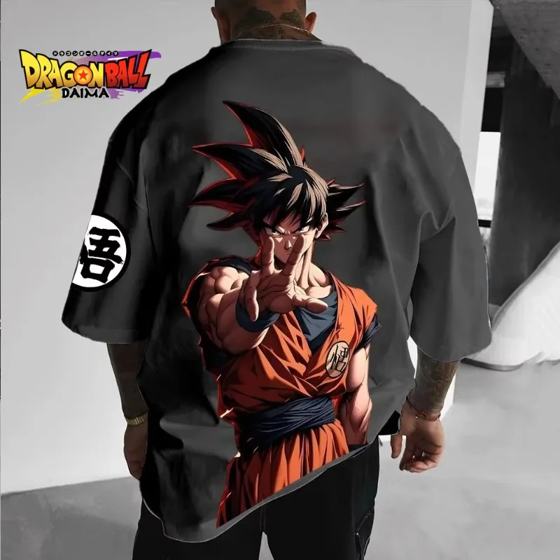 DRAGON BALL 2025 Camiseta de algodón de verano para hombre Super Saiyan Street Anime impreso Harajuku suelto Casual versátil Top para padres e hijos
