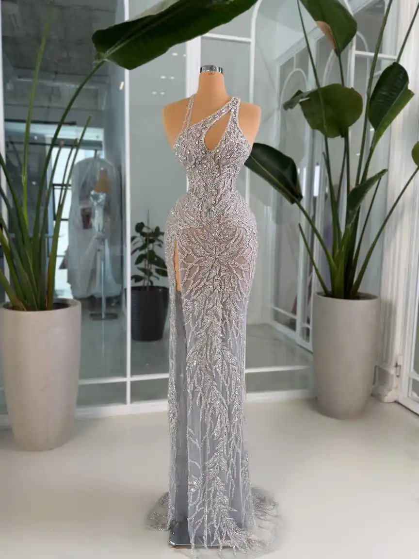 One Shoulder Prom Dresses Floor-Length Court Gown Party Dress One Shoulder Special Design Plus Size Vestido De Noite Customized