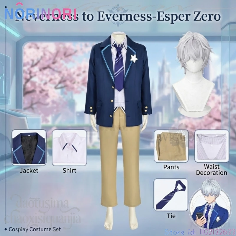 

Esper Zero Male DK Japanese School Uniform Coat Pants Wigs Halloween Christmas Party Cos Game Neverness To Everness Cosplay