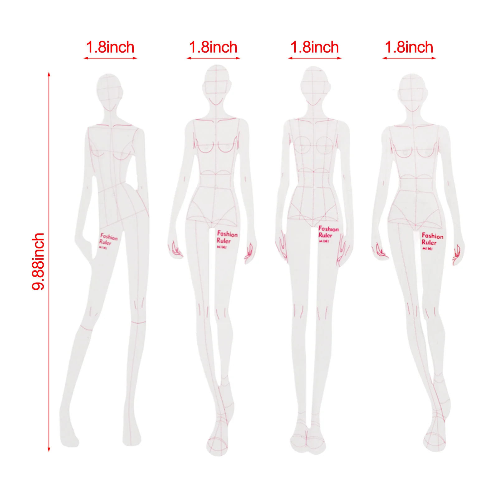 Fashion Cloth Rendering Illustration Ruler Sewing Model Drawing Template Model For Female Clothing Design Rulers