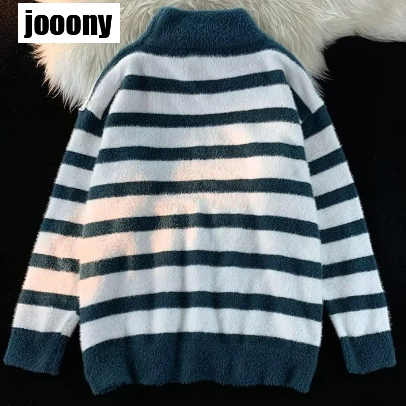 Unisex Streetwear Retro ลายเสื้อกันหนาวถักเสื้อกันหนาว Y2K จัมเปอร์ Hip Hop Ripped เสื้อกันหนาวผู้ชาย Harajuku เสื้อกันหนาวนุ่ม