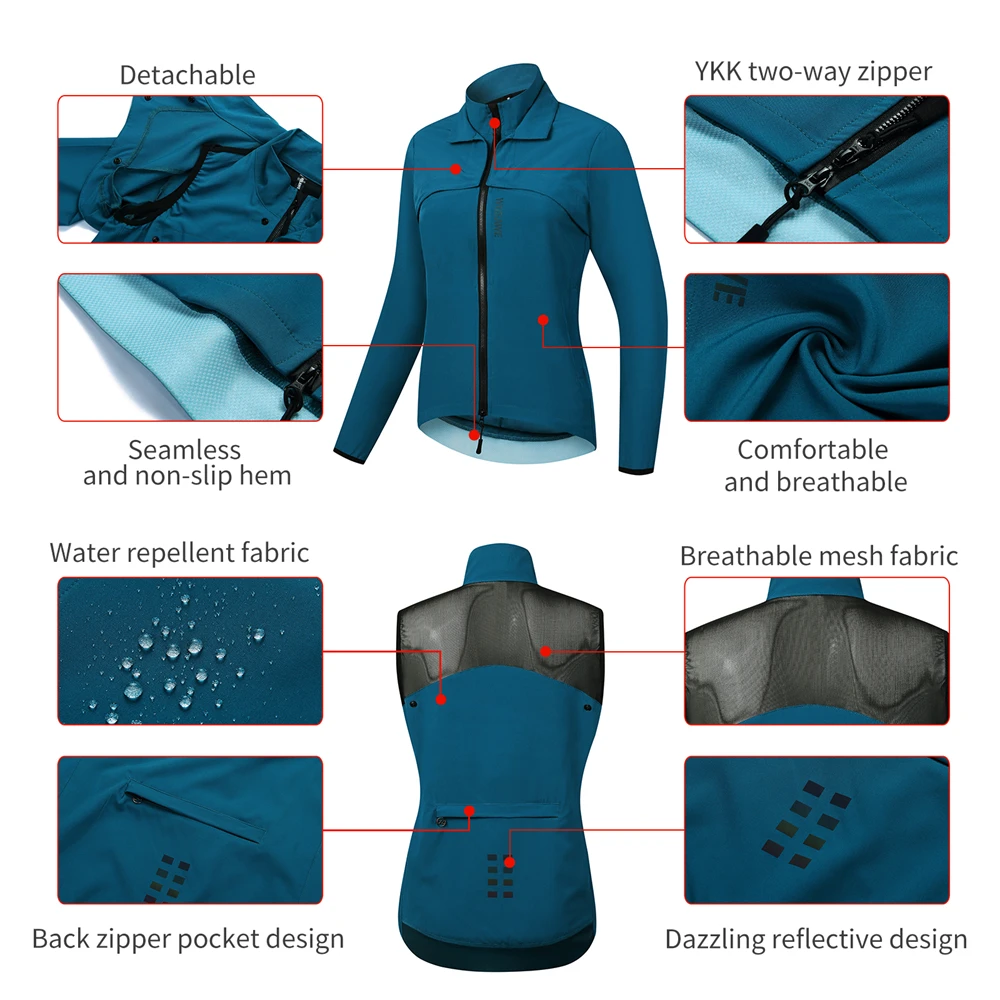 WOSAWE Womens Ultralight Cycling Jacket Anti-UV Windproof Cycling Jersey MTB Bike Windcoat Hiking Jacket Bicycle Clothes