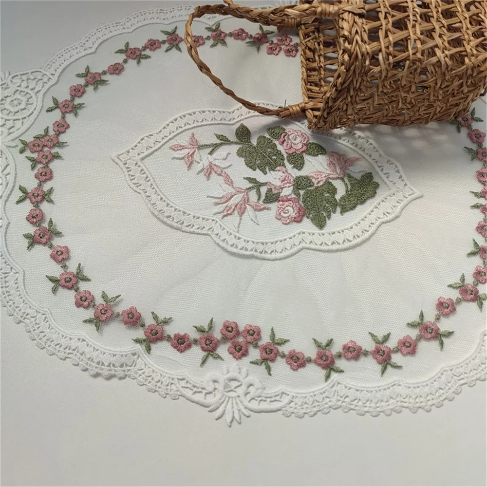 New Embroidered Dinning Table Cover Table Cloth Elegant Round Lace Tablecloth Coffee Coasters Napkin Party Wedding Decoration