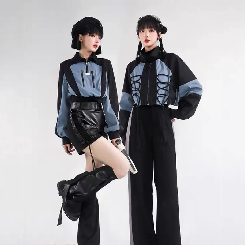 

Goth Harajuku Cool Mechanical Girls Y2K T-Shirt Spicy Girl Cyber Skirt Coat Women Party Cosplay Steampunk Costume Tops Dress Set