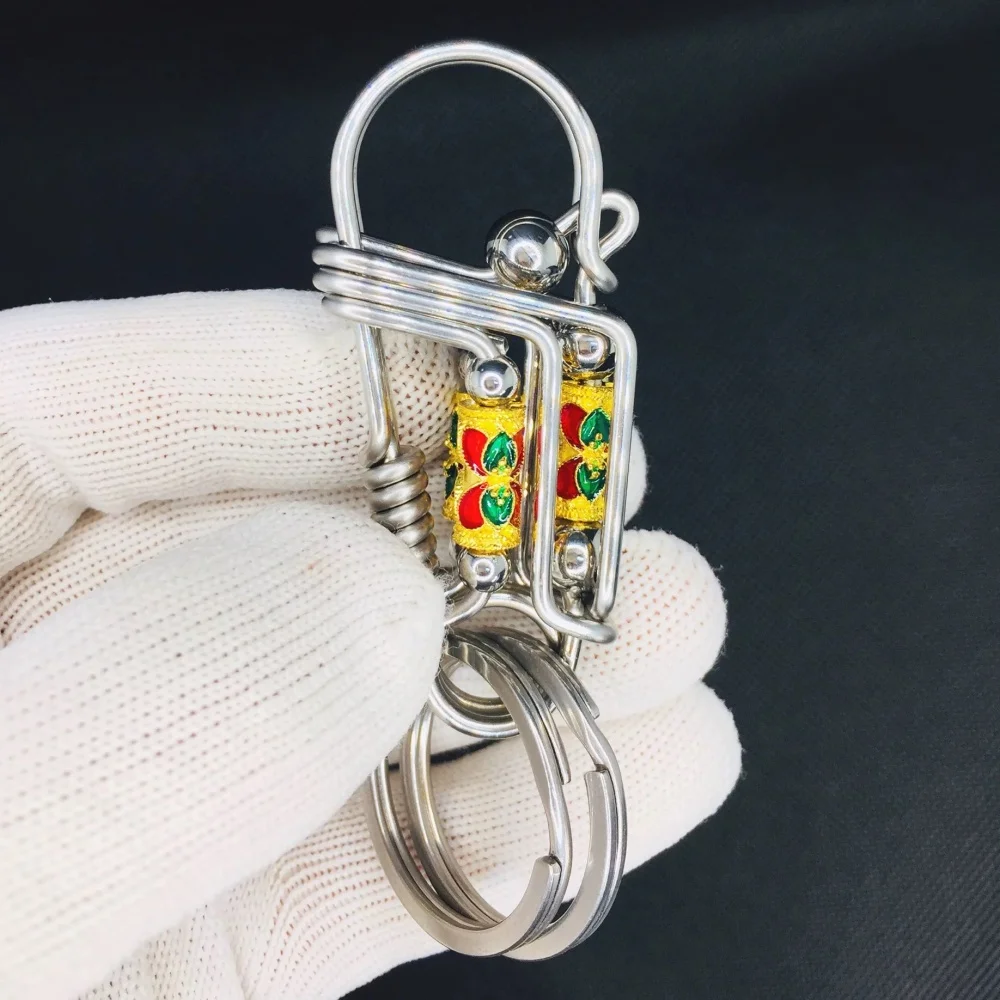 Stainless Steel Handicraft Keychain,Multiple Styles Bead Trinket Car Keyring,Mechanical Style Men Key Buckle Festival Small Gift