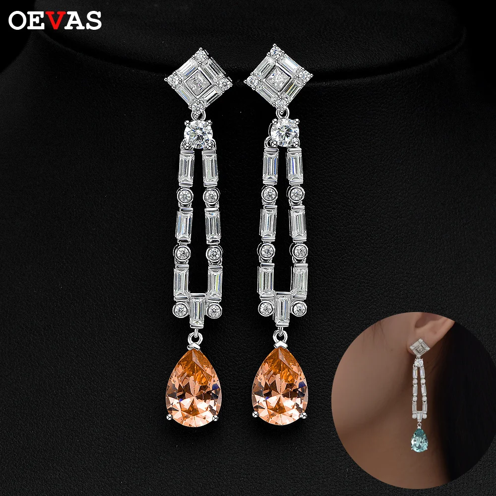 

Женские серьги OEVAS 5CT с высокоуглеродистыми бриллиантами, 100% стерлинговое серебро 925 пробы, длинные серьги с кисточками, сверкающие вечерние ювелирные украшения
