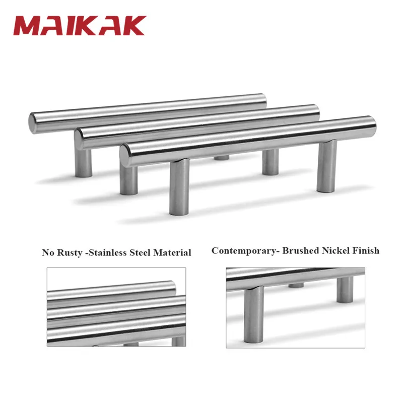 Poignée en T en acier inoxydable pour armoire de cuisine, bouton nervuré, boutons d'armoire, poignée de meuble, poignée de planche Chi, MELHandle, porte, 50mm-450mm