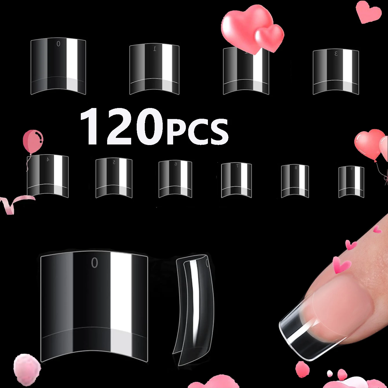 

120PCS French gel nail tip press nail semi matte false nail is suitable for full coverage nail extension family DIY