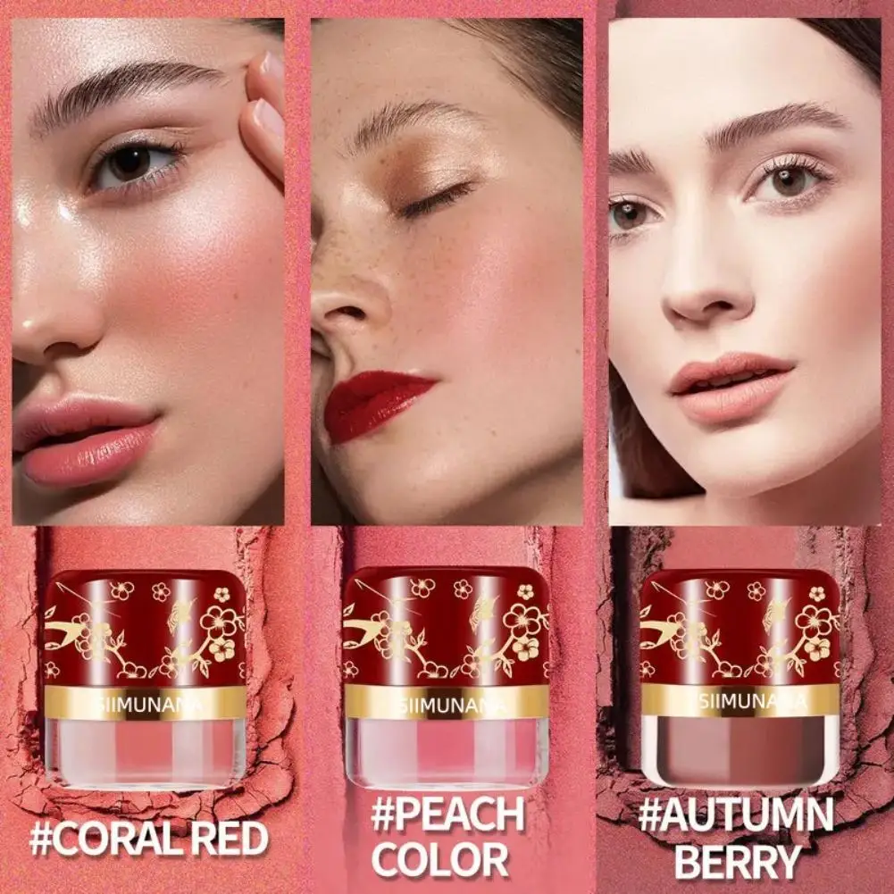 Powder Blusher Matte Brightening Expansion Color Waterproof Tricolor Powder Blusher Makeup Cosmetics