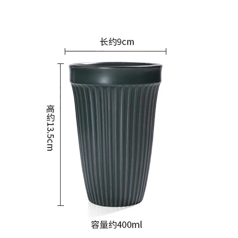 400ML Ceramic Coffee Cup of Cappuccino Ripples Minimalist Tumbler Stoneware Pottery Tea Cup Without Handle