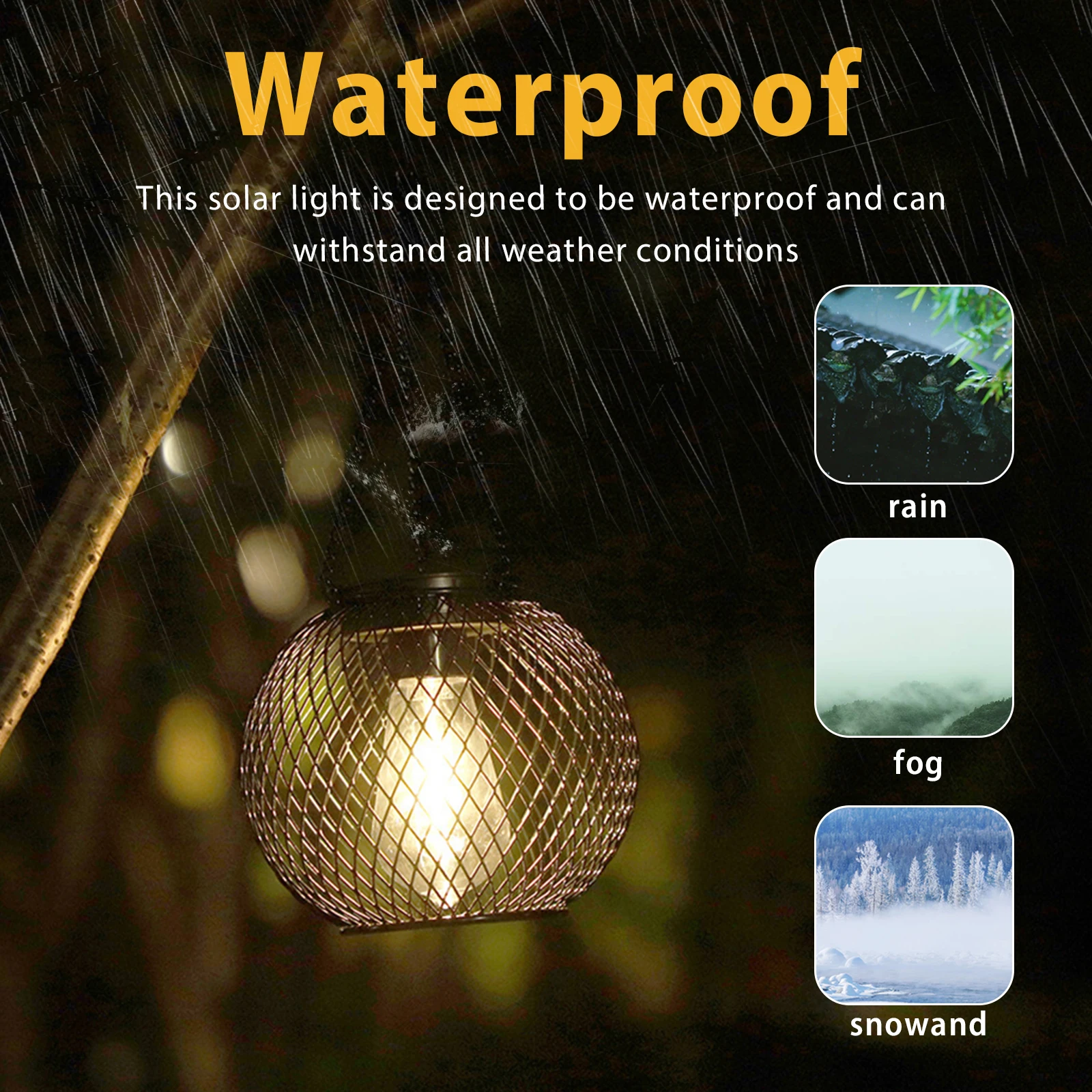 1/2 عبوة في الهواء الطلق تعمل بالطاقة الشمسية فانوس مقاوم للماء معدن مجوف قلادة ضوء دافئ مع سلسلة لساحة فناء الحديقة