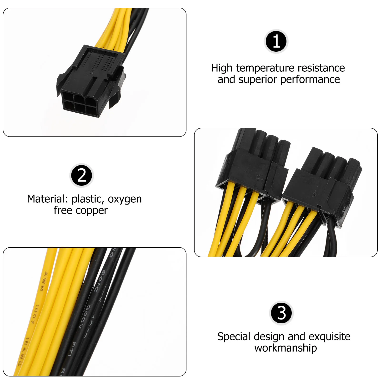 

10 Pcs Gpu Power Cord Graphics Card Extension Cable 6 Pin To 8 Pin Oxygen Free Copper Durable Splitter For Pc Gaming Accessories
