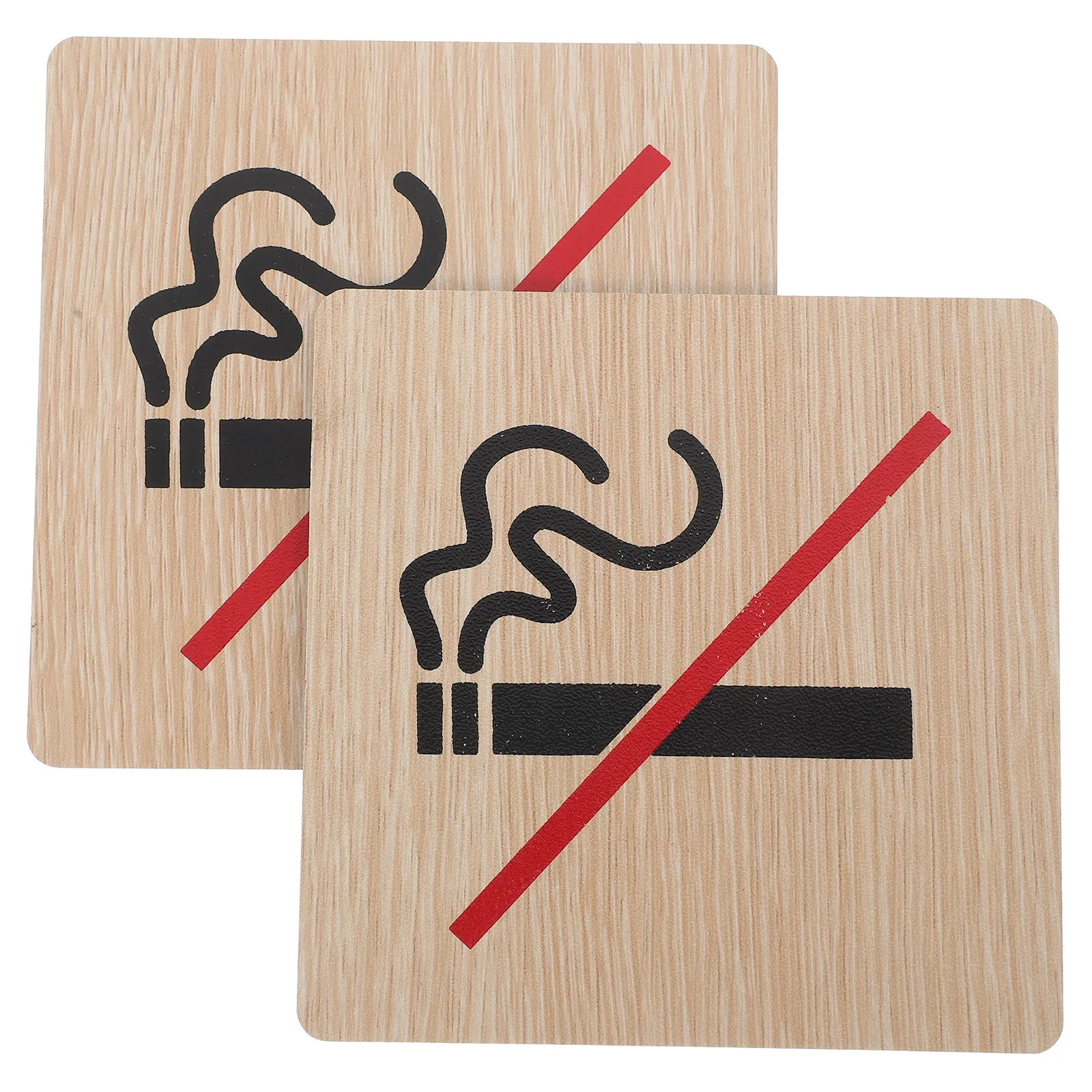 2Pcs Wooden No Smoking Sign Effective Reminder Decorative Warning Sign for Smoke Free Environment Office Restaurant Hotel Cafe