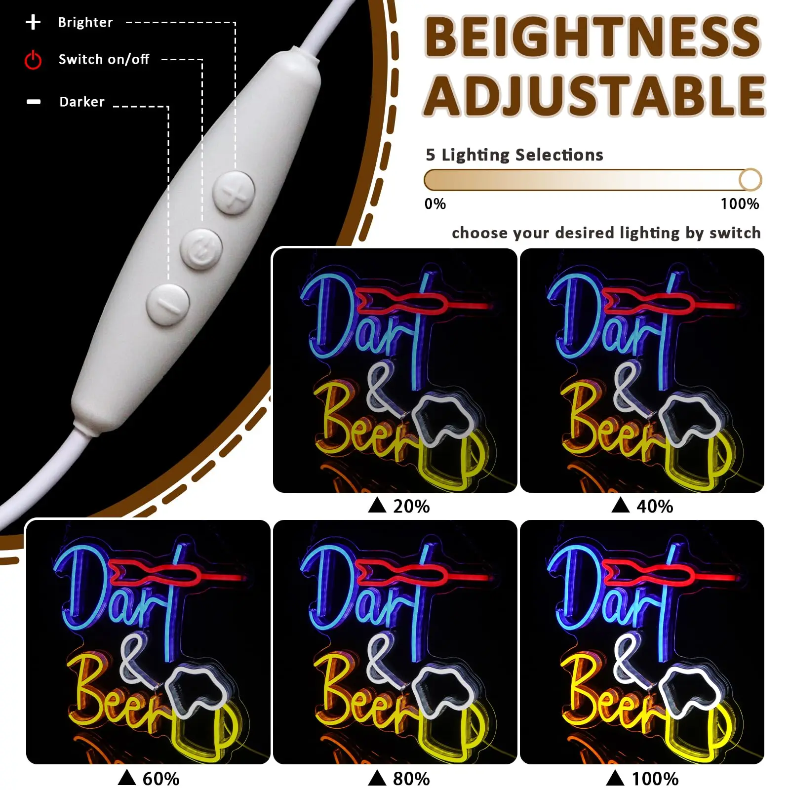 علامات نبال وبيرة النيون دارت Led لافتات للبار ، USB عكس الضوء لبار البيرة منطقة الألعاب حانة المنزل متجر الحيوانات الأليفة مطعم جدار الفن #3