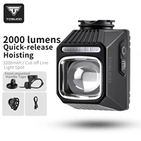 TOSUOD Faro de Bicicleta 2000 Lúmenes 3200mAh Potencia Tipo-C Carga Bicicleta Linterna LED Impermeable 6 Modos Faro de Ciclismo