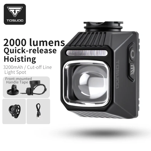 Imagen 1 del producto TOSUOD Faro de Bicicleta 2000 Lúmenes 3200mAh Potencia Tipo-C Carga Bicicleta Linterna LED Impermeable 6 Modos Faro de Ciclismo