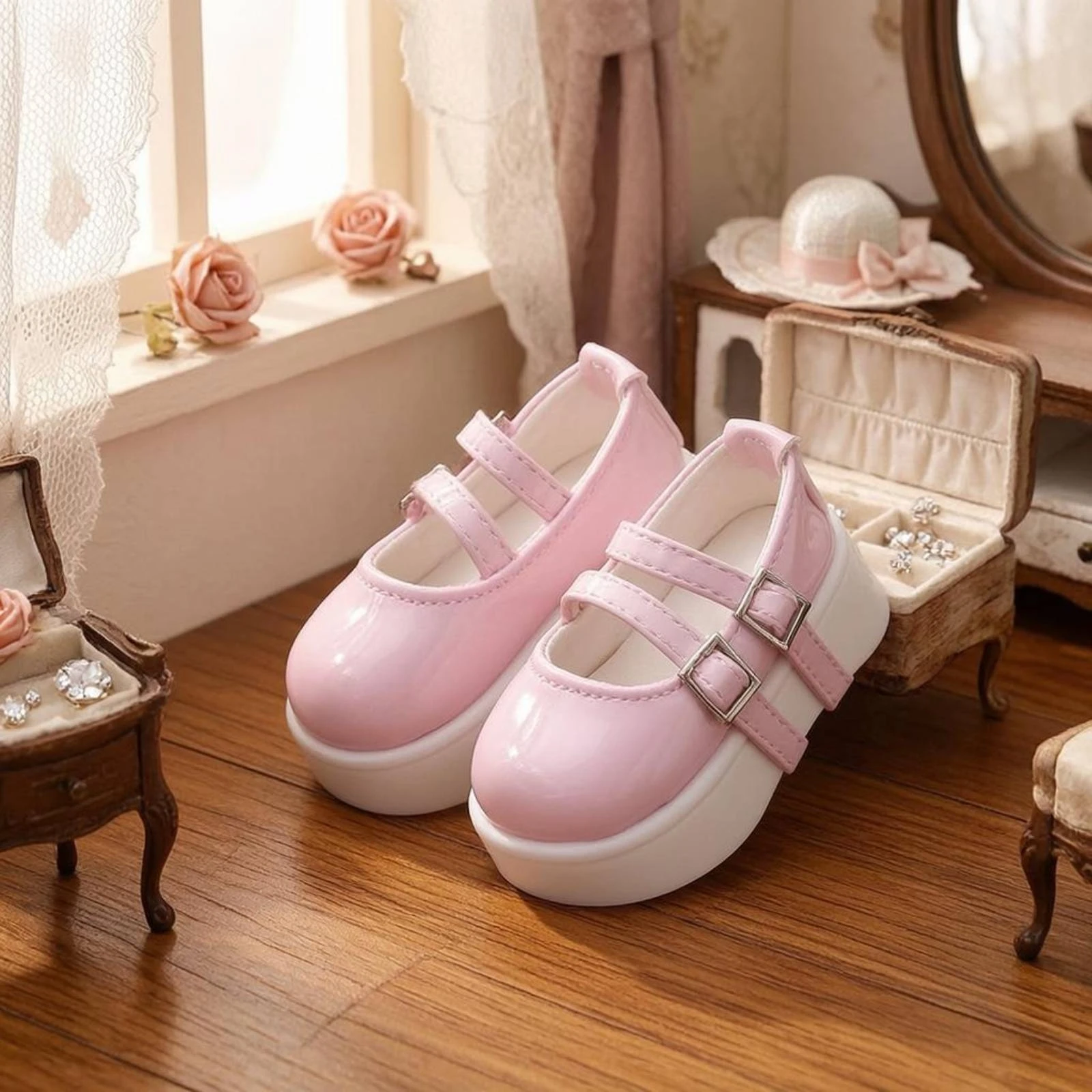 

BJD Doll Shoes Buckle Straps Doll Mary Janes Toy Accessory Vintage Design High-Quality Materials