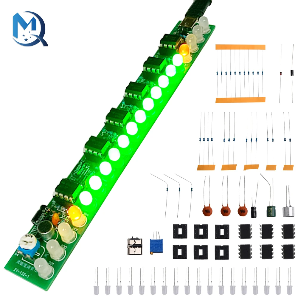 USB Audio Spectrum Lamp Kit LED Car Volume Level Indicator Music Audio Display Circuit Board To Increase The Hands-On Ability