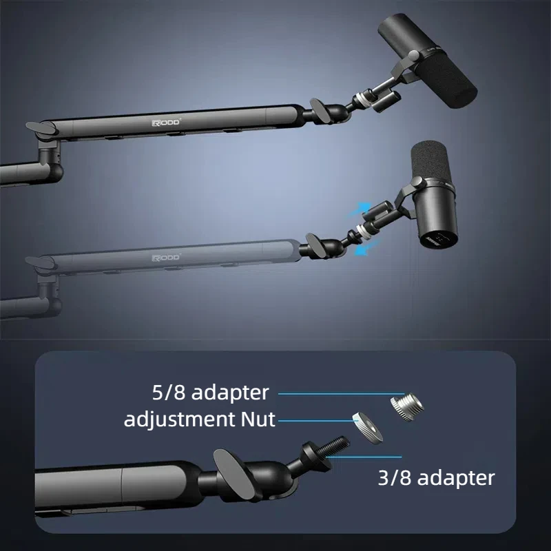 Gugxiom 360°Rotating Microphone Arm, Low Profile Mic Clamp, Mic Boom