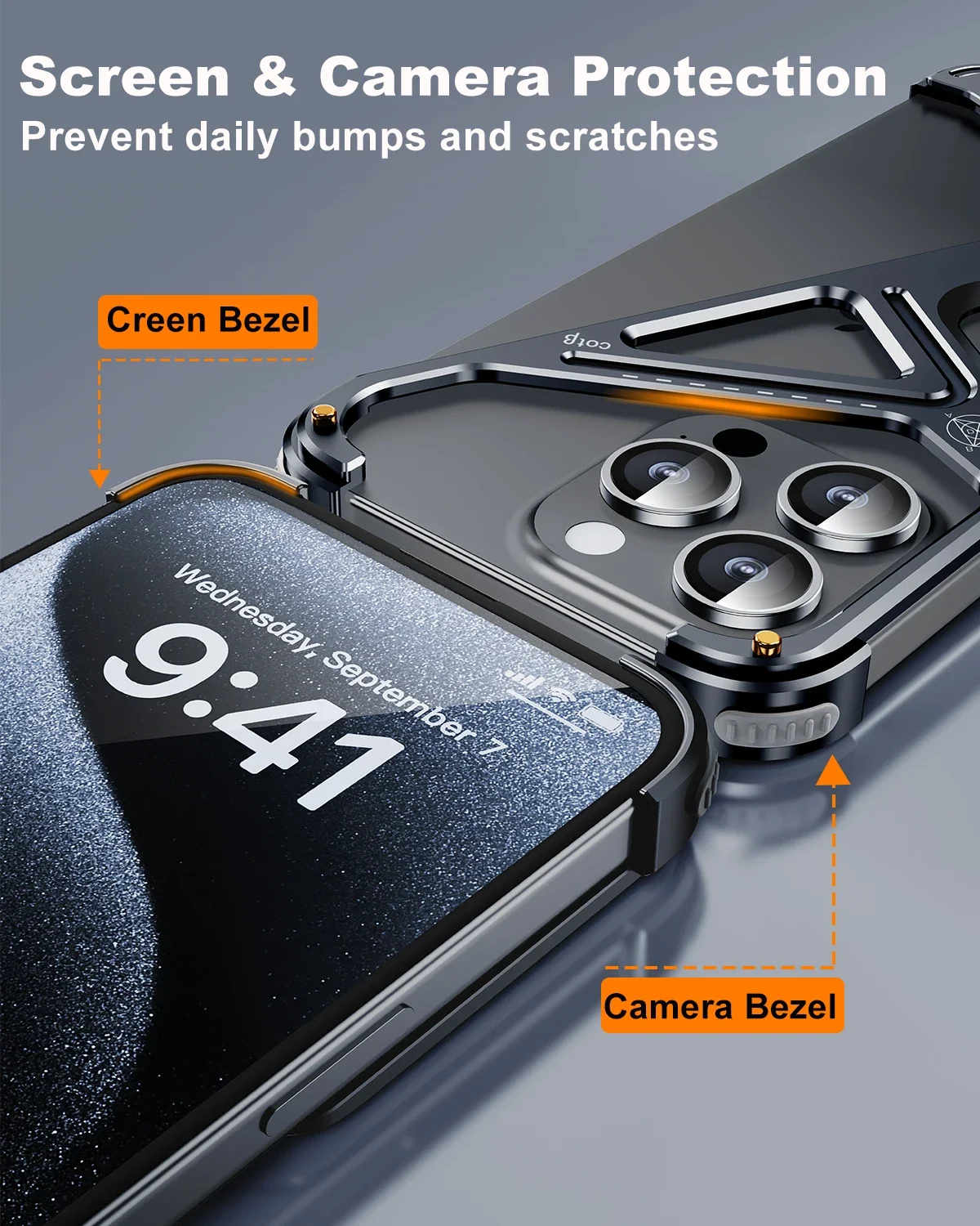 Eary Frameless Phone Case dla iPhone 16 15/14 Pro Max Racetrack Shaped Cool Design Aluminium Matal Bumper Shockproof Phone Cover — zdjęcie produktu 6