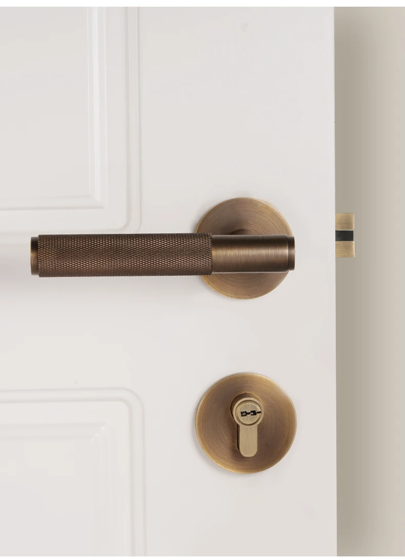 Dooroom Messing-Türschloss-Set, gerändelt, Schnuller, Durchgang, Sichtschutz, Schlafzimmer, Wohnzimmer, Badezimmer – Detail 7