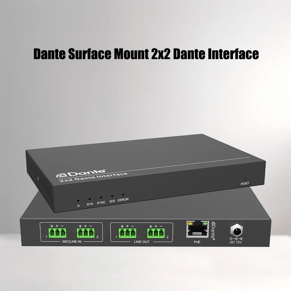 

Dante 2x2 Surface Mount Audio Adapter Interface Converter for Dante & AES67 Audio Splitter & Converters