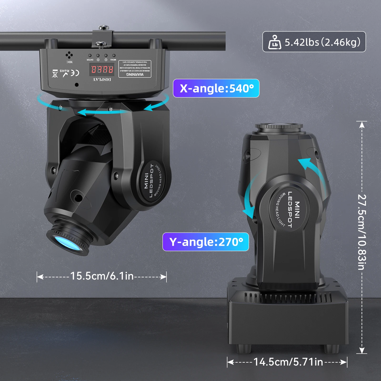 데이플리커 2개 100W LED 라이트 패턴 라이트 무대 효과 무빙 헤드 라이트 리모컨 DMX 포함 웨딩 콘서트 클럽 KTV용