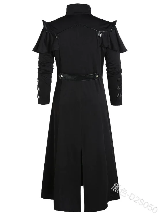 Halloween medievale Steampunk Assassin Elves Costume da pirata per adulto nero Vintage giacca lunga divisa cappotti in pelle armatura gotica