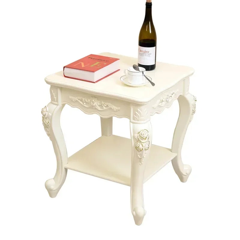 TieHo European Style Living Room Coffee Table Wood Rectangle Ivory White Center Table Modern Small Apartment Home Furniture