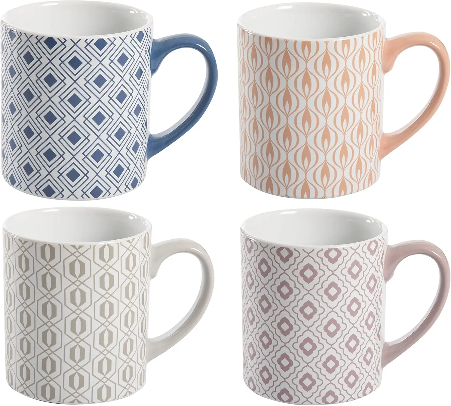 

Набор керамических кружек на 20 унций, 4 шт., разноцветные конструкции, прочный для кофе, чая, напитков, идеальный подарок для домашнего офиса