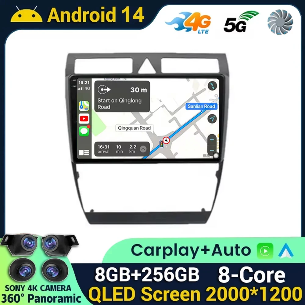 

For Audi A6 C5 1997 - 2004 S6 2 RS6 1 Car Radio Multimedia Video Player Carplay Android Auto Navigation GPS Android 14 Head Unit