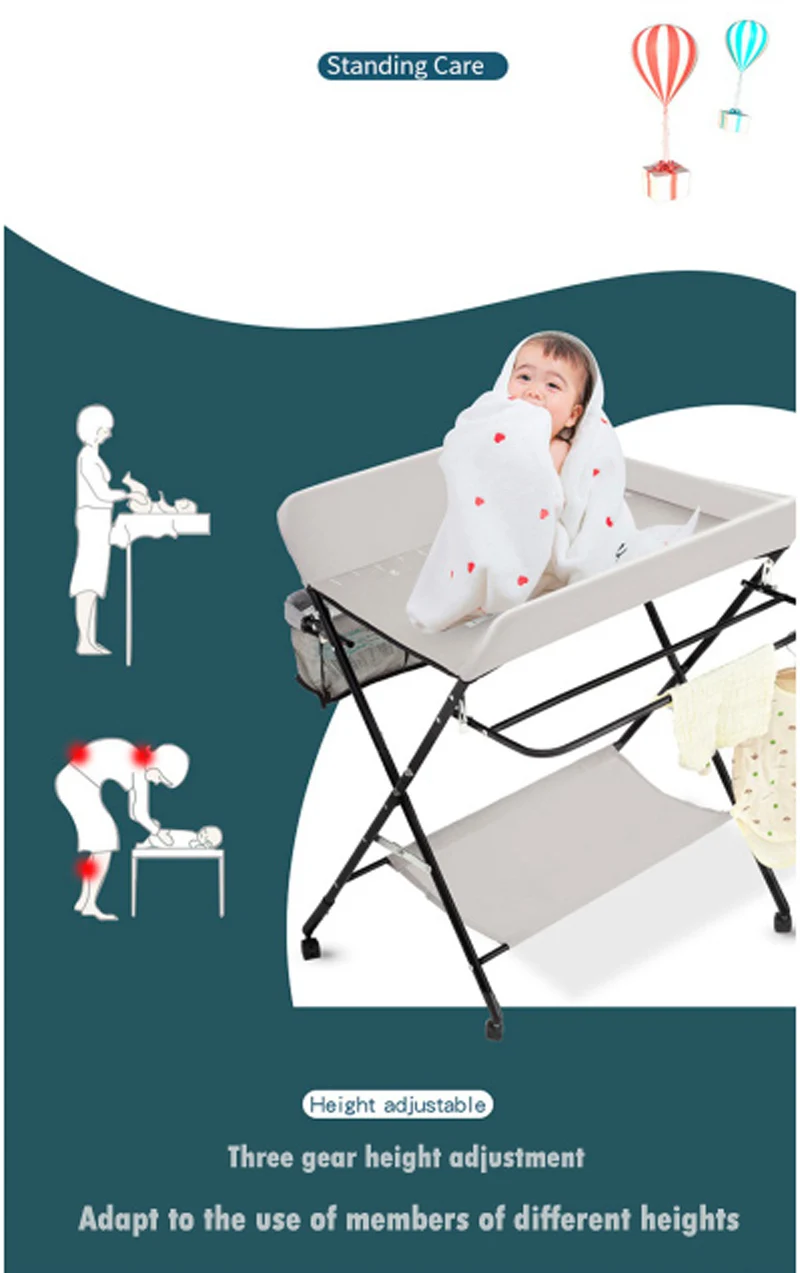 AnGku Multifunctional Baby Crib Foldable Newborn Changing Table New Baby Care Table Baby Bassinet