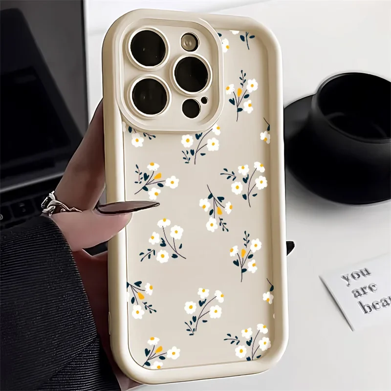 Coque de téléphone en silicone fleur de rose blanche, peinture à l\'huile, coque pour iPhone 11, iPhone 12Pro, iPhone Ma13, iPhone 14, iPhone 15 Pro,