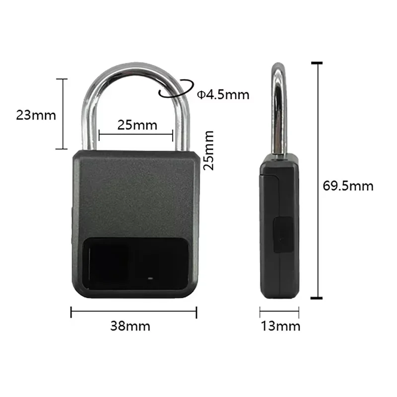 Fingerprint Padlock Waterproof Smart Keyless Security Locker Fingerprint Lock Anti-Theft USB Charge For Bike Gym Locker Luggage