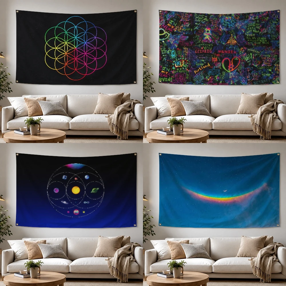 C-Coldplay Rock Band Outdoor Flag for Home Camping Party Club Decor Garden Yard Wall Hanging Banner
