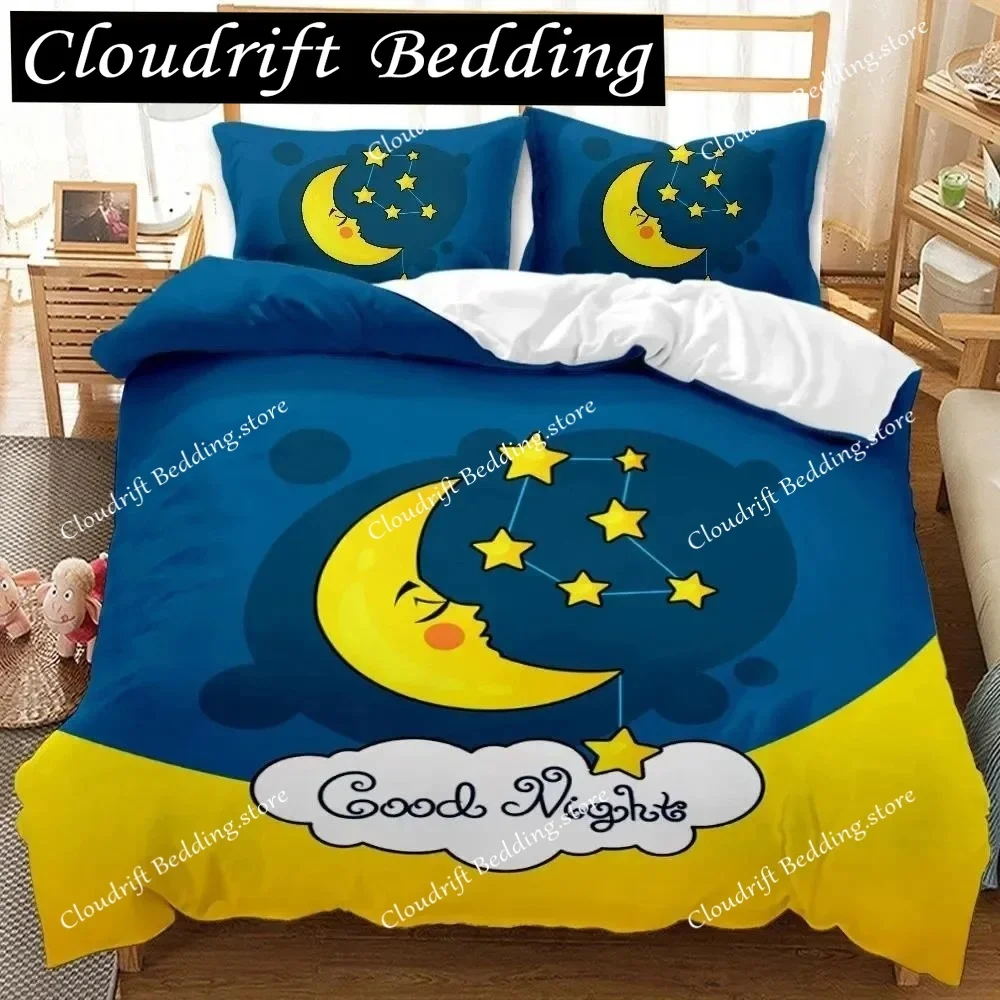 

Moon Duvet Cover Cartoon Moon Stars for Toddler Boys Girls Bedding Set Bedclothes Double Queen King Size Polyester Qulit Cover