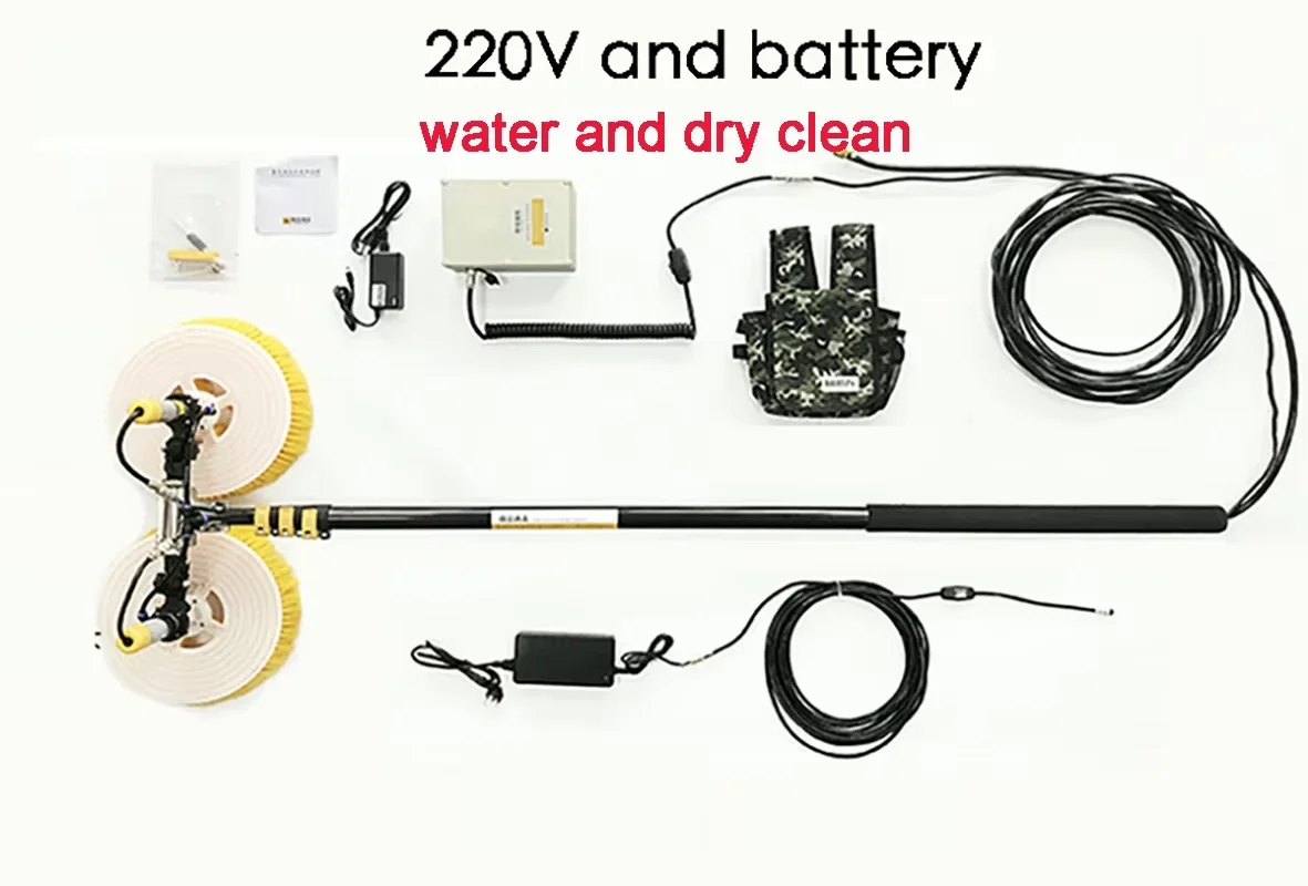 

Double head brush water spray 220v 7.5m solar photovoltaic panel cleaning robot cleaning equipment roof water brush power tool