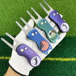 Golf Green Fork Golf Pitch Fork Divot Repair Tool Putting Green Fork Golf Accessories Golf Ball Marker positioner with caps clip