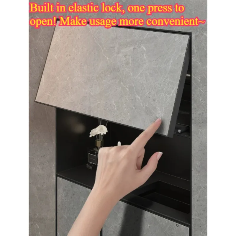 Stainless Steel Recessed Wall Niche 4-in-1 Bathroom Cabinet Hidden Trash Can Tissue Toilet Brush Storage