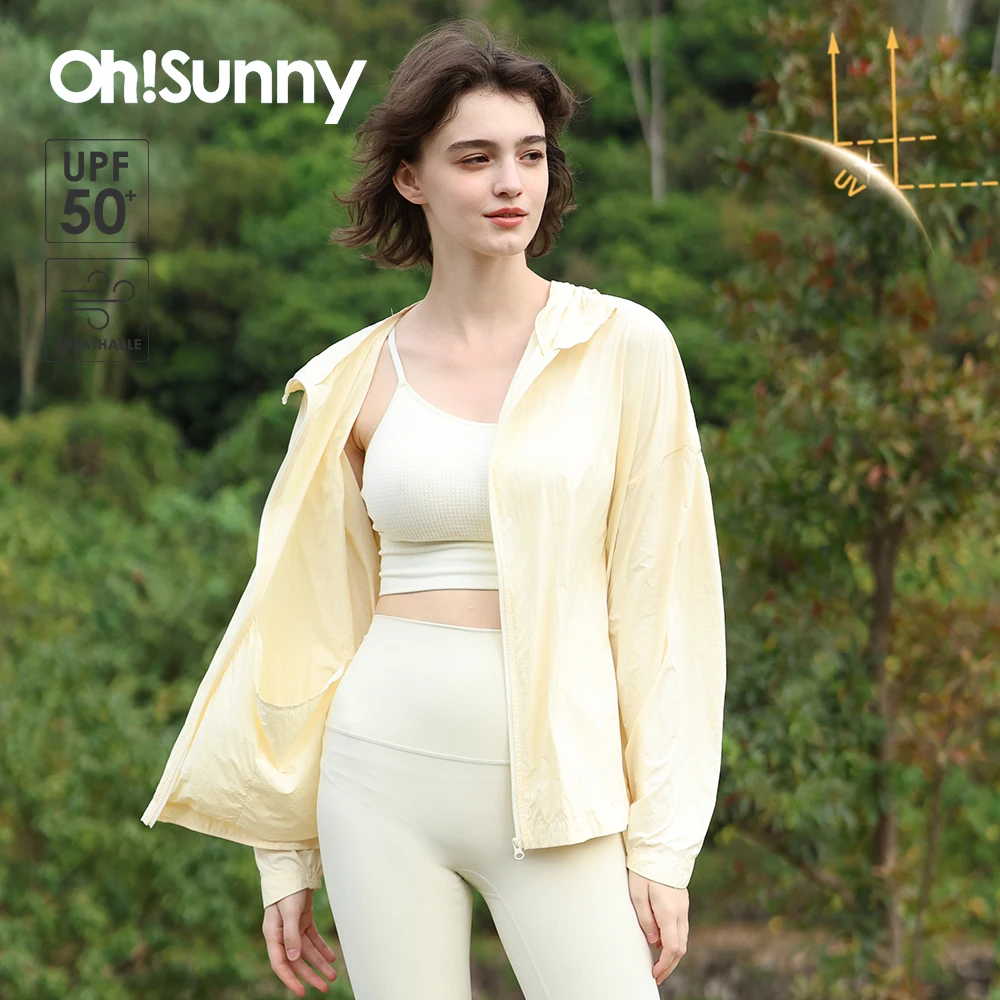 

OhSunny Sunscreen Jackets 2024 Women Spring Summer New Fashion Anti-UV Hooded Outwear Loose Lightweight Skin Peotective Coats