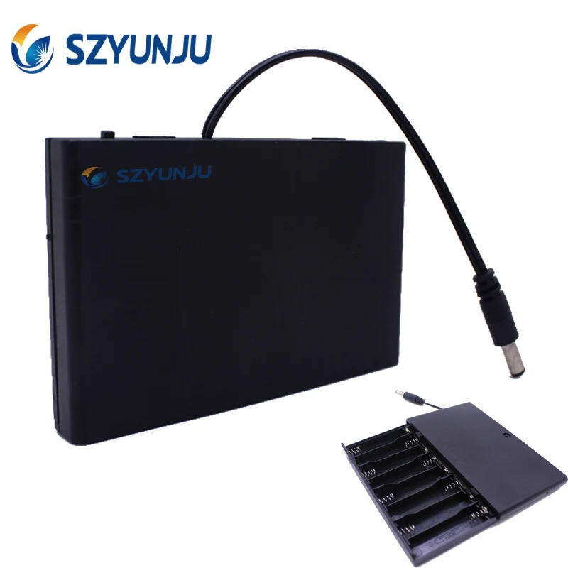 DC 12V 8 AA Batteries Holder Storage Case Plastic 1.5V Battery Case ON/OFF Switch with Cap Wire For 8 X 1.5V AA Batter 1Pcs