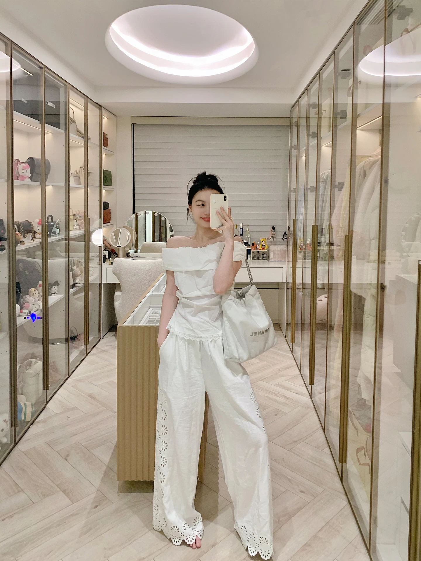 

Fpoh French Sle White Gentle Ele Hepburn One oulder irt Small Cotton Blend Regular Fit Лето Новое поступление