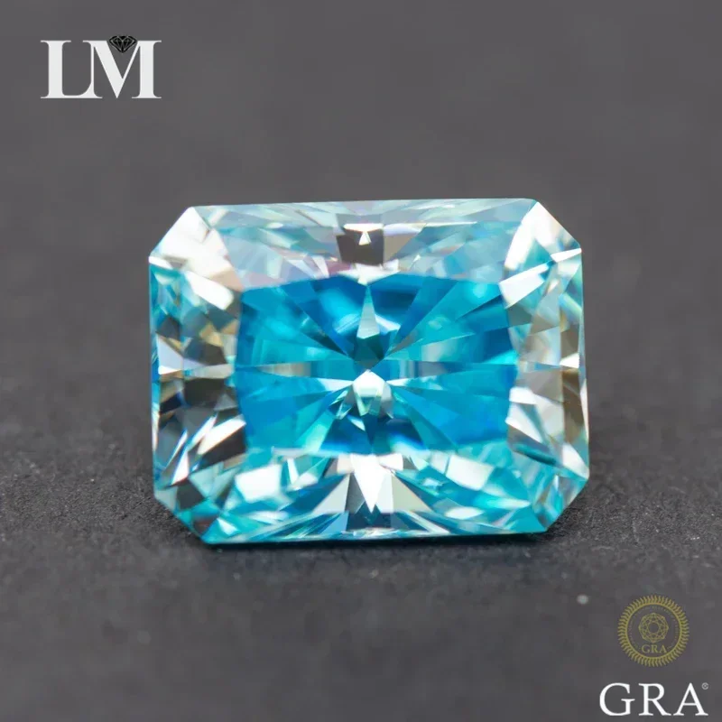 

Moissanite Radiant Cut Aquamarine Color Lab Grown Diamond for Diy Advanced Jewelry Making Materials with GRA Certificate