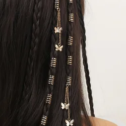 12pcs Hippie Style Butterfly Tassel Hair Beads and Rings for Girls Dreadlock Hair Accessories Loc Hair Jewelry for Braids